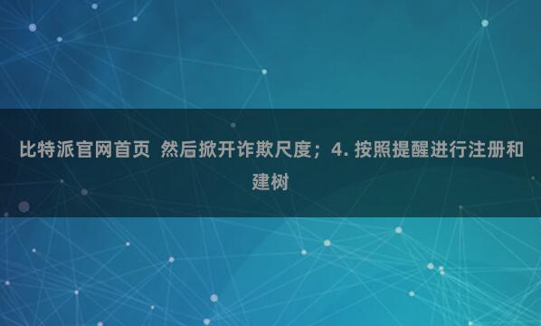 比特派官网首页 然后掀开诈欺尺度;4. 按照提醒进行注册和建树