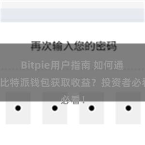 Bitpie用户指南 如何通过比特派钱包获取收益？投资者必看！